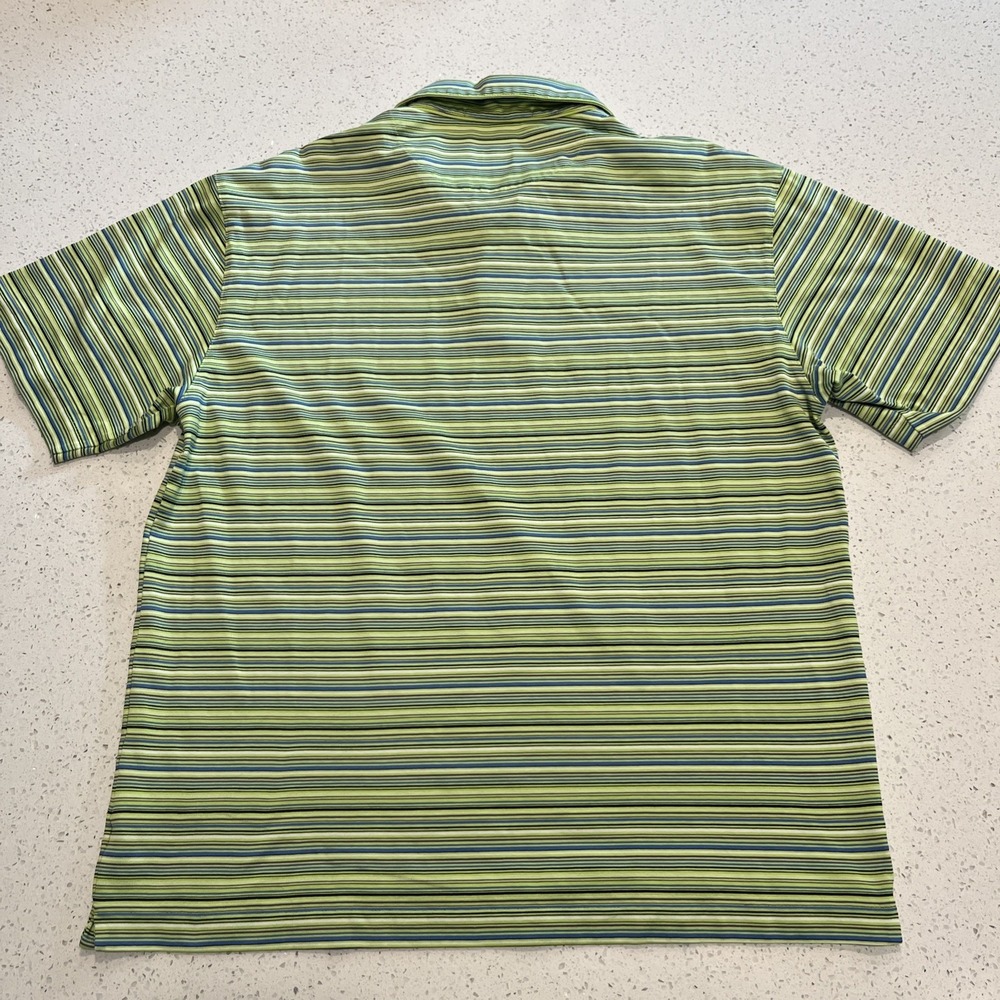 Nike Shirt Mens L Green Polo Short Sleeve Tiger Woods Collection Striped Dri-Fit - Picture 6 of 6